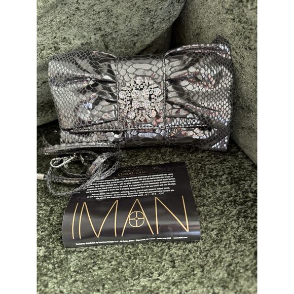 3 for $9 IMAN Global Chic Bag Women Bow Clutch Evening Purse - Picture 1 of 9
